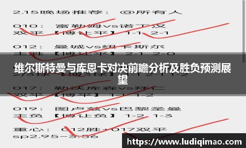 维尔斯特曼与库恩卡对决前瞻分析及胜负预测展望